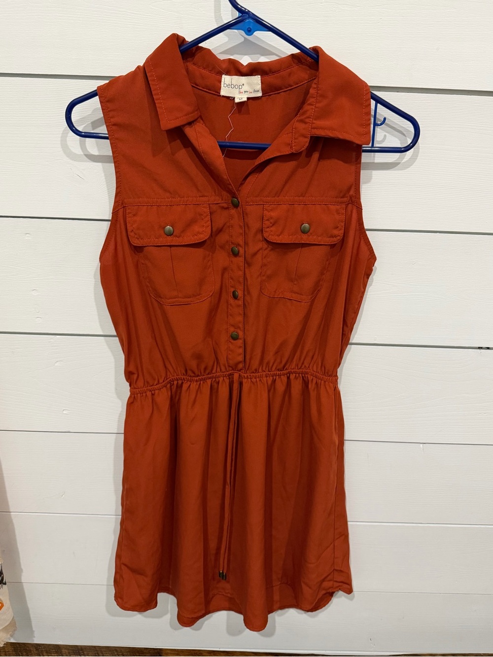 BeBop Rust Orange Sleeveless Button-Front Mini Dress